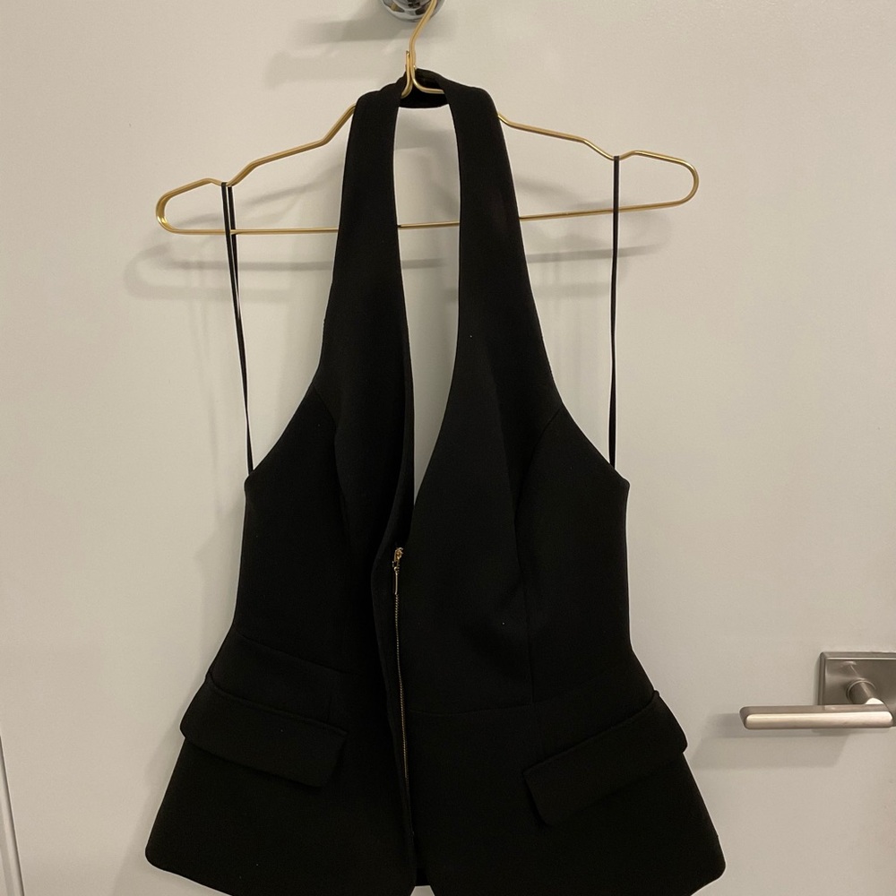 Zara Black Halter Peplum Vest with Front Zip